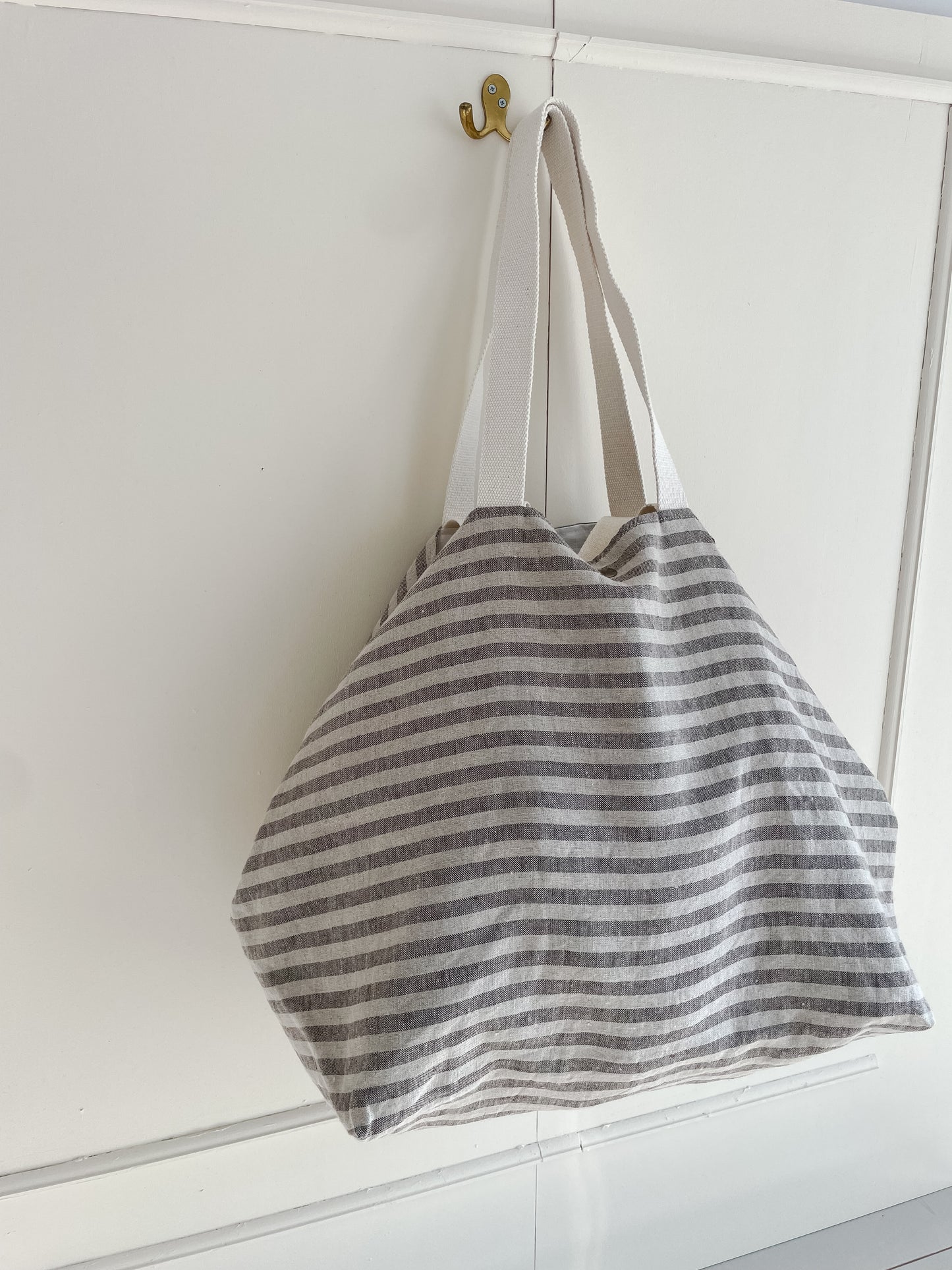 MIDI beach bag: stripes in natural