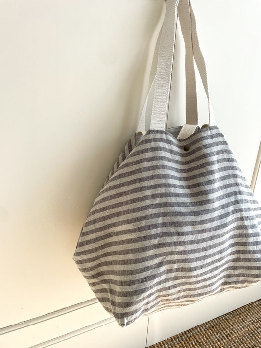 PETITE bag: stripes in natural (one set of handles)