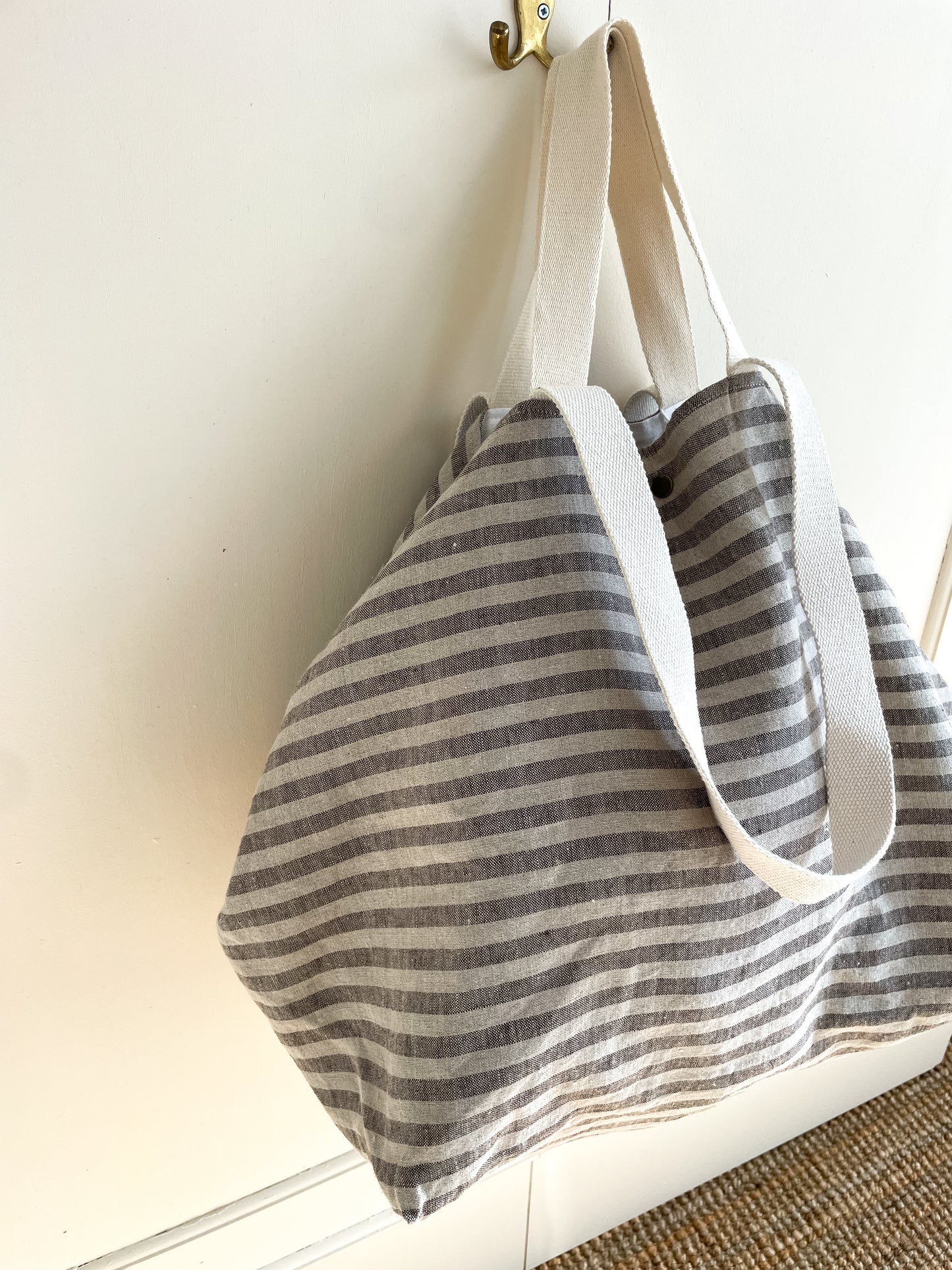 MIDI beach bag: stripes in natural