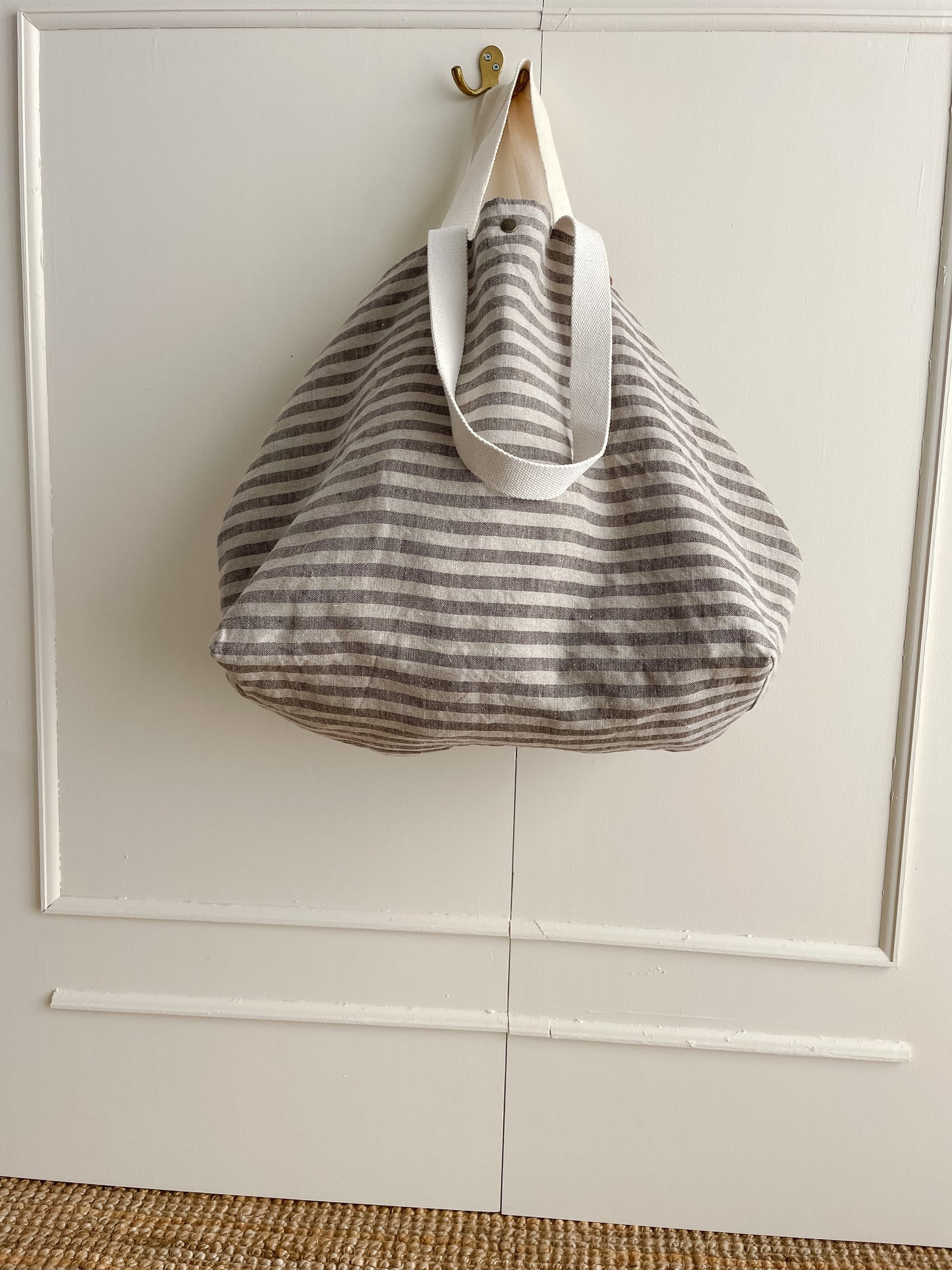 MIDI beach bag: stripes in natural