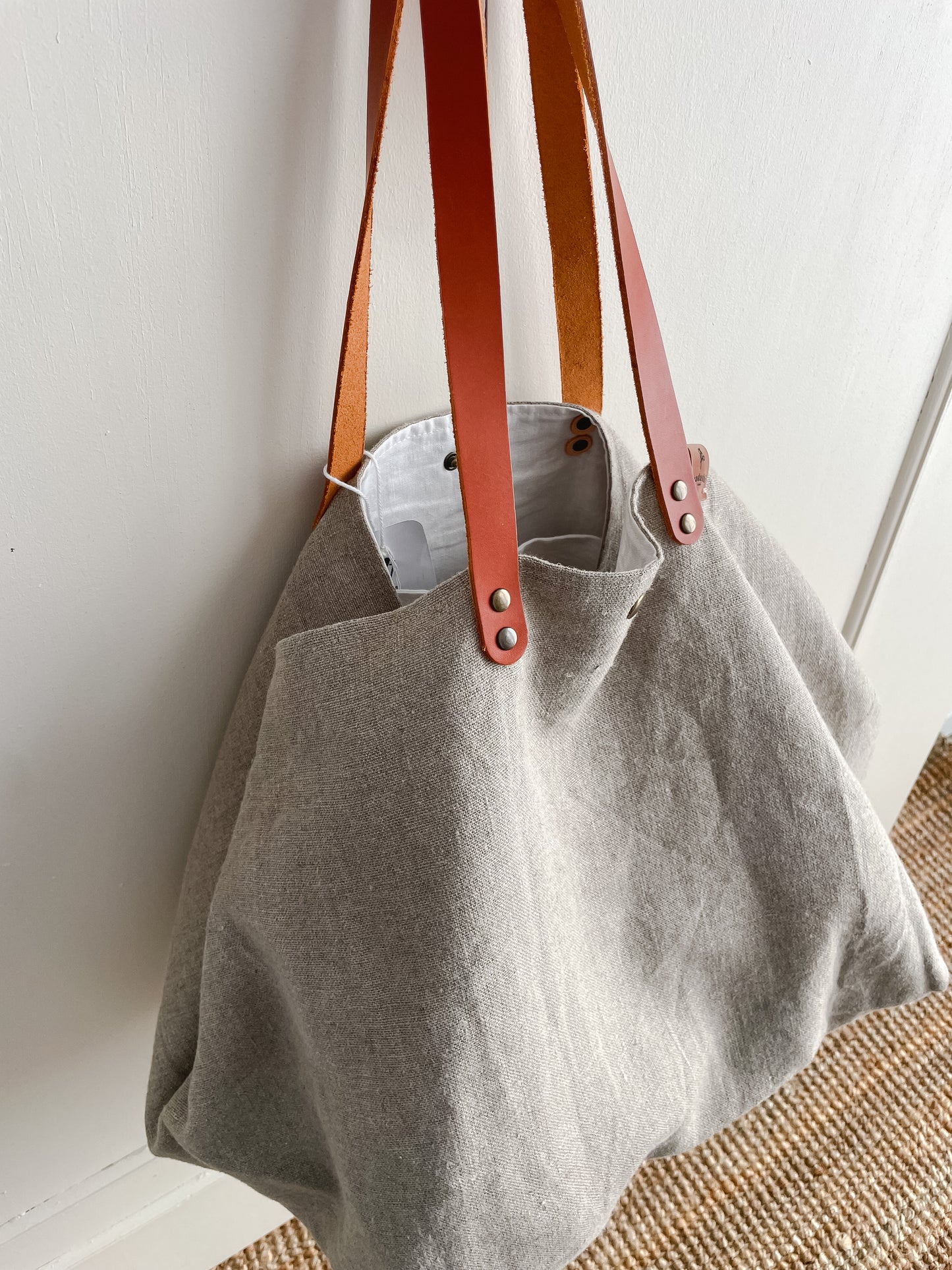 MIDI bag: natural, leather handles