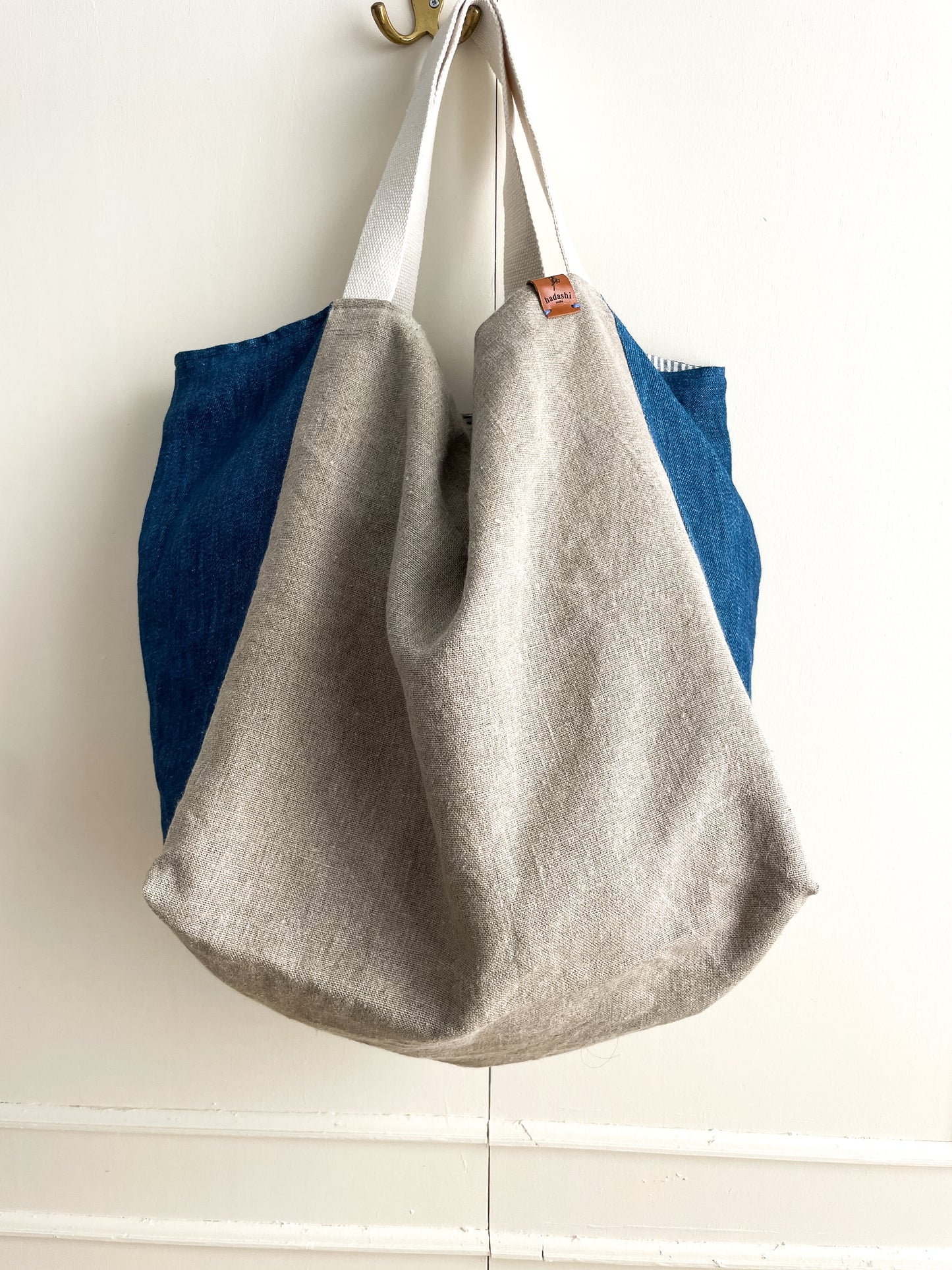 Takai bag: natural + indigo