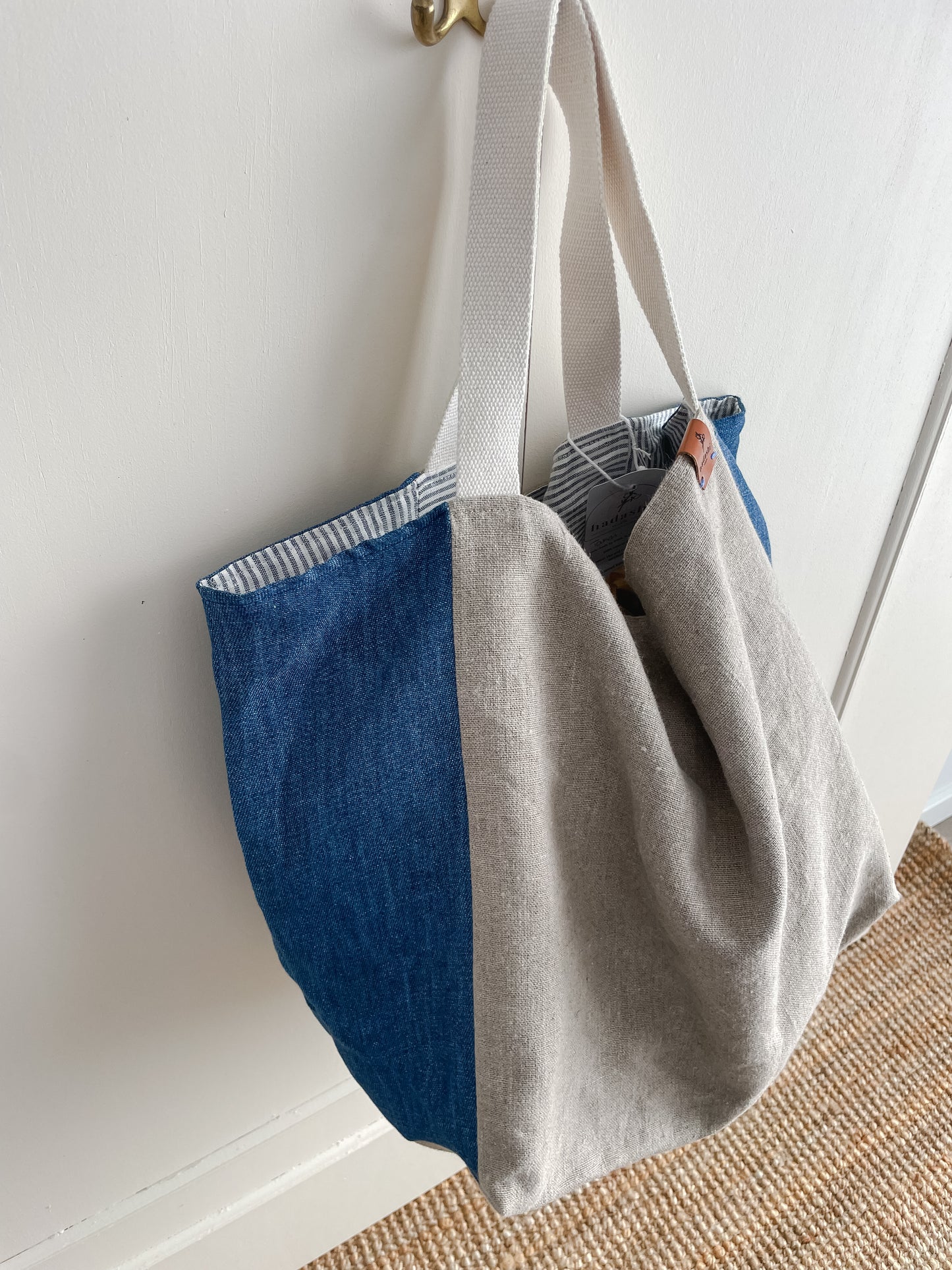 Takai bag: natural + indigo