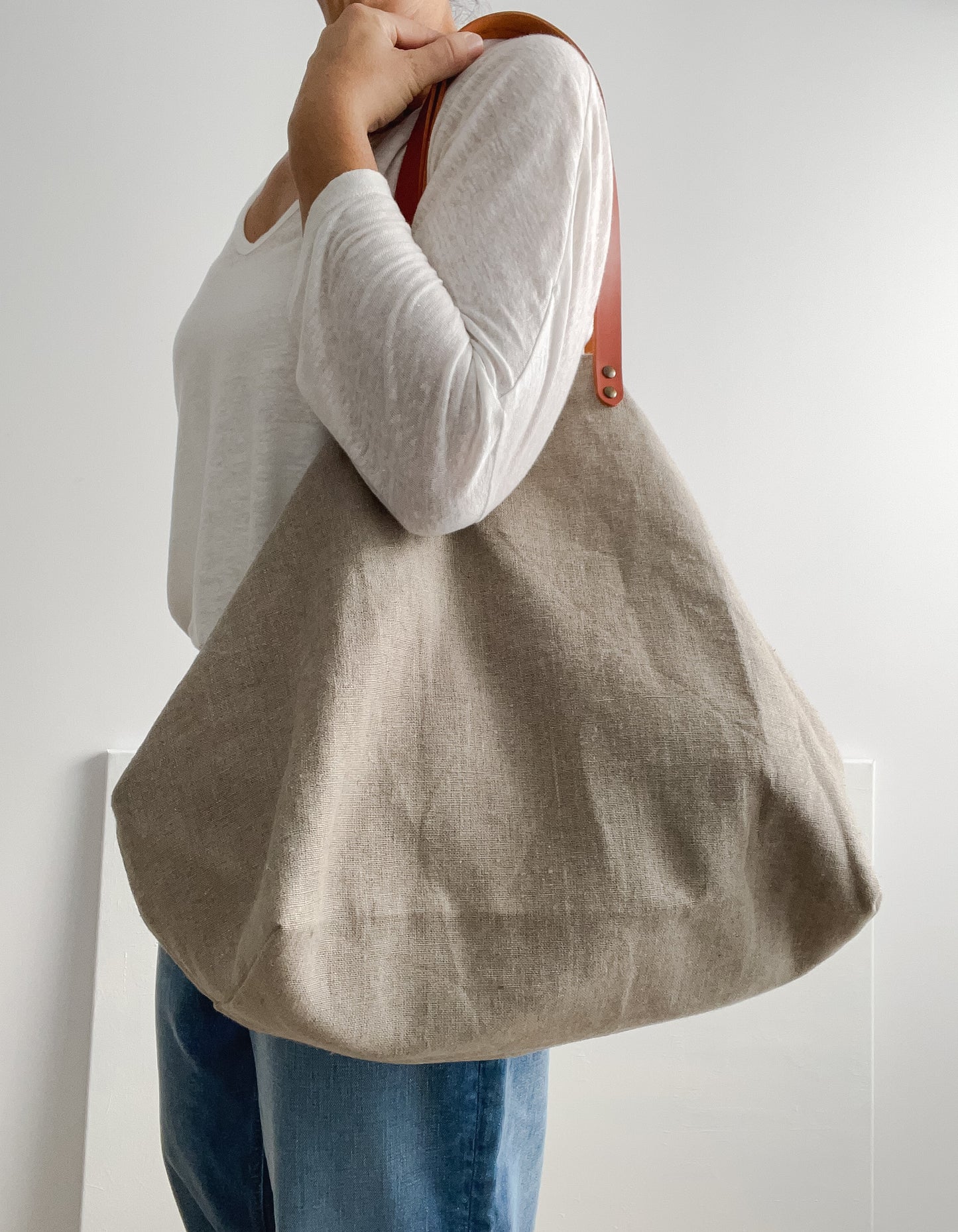 MIDI bag: natural, leather handles