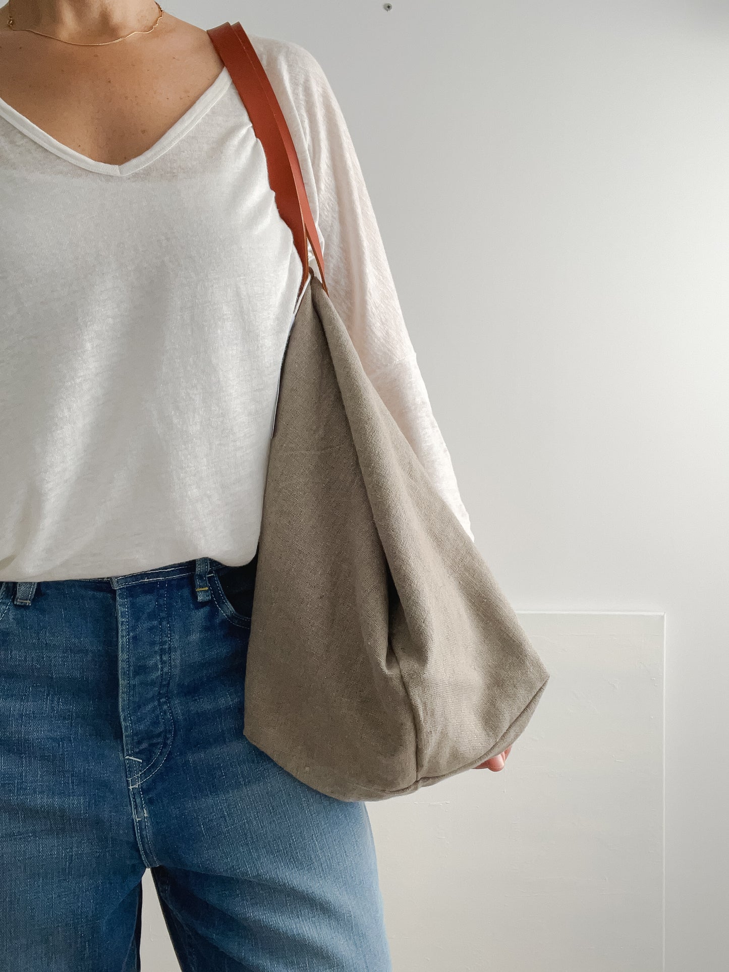 MIDI bag: natural, leather handles