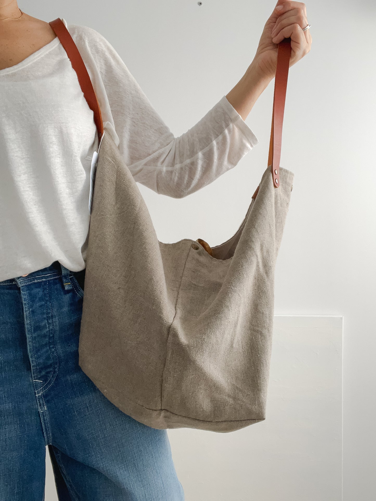 MIDI bag: natural, leather handles