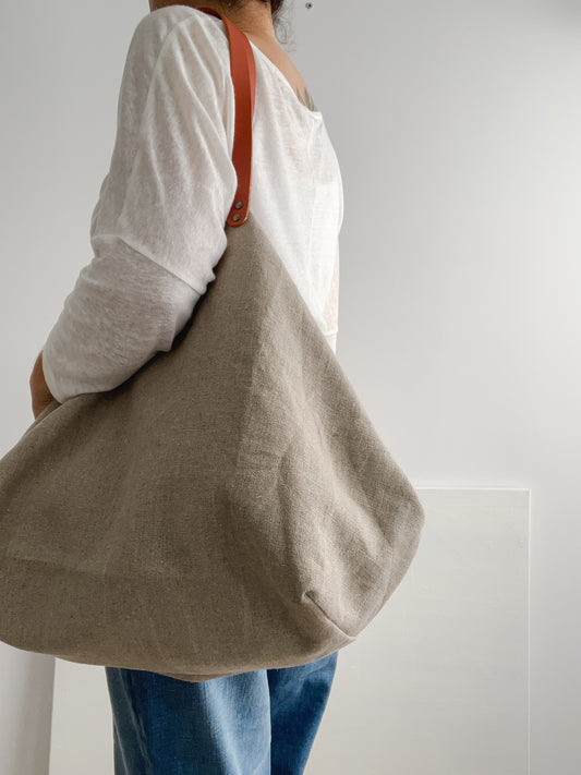 MIDI bag: natural, leather handles