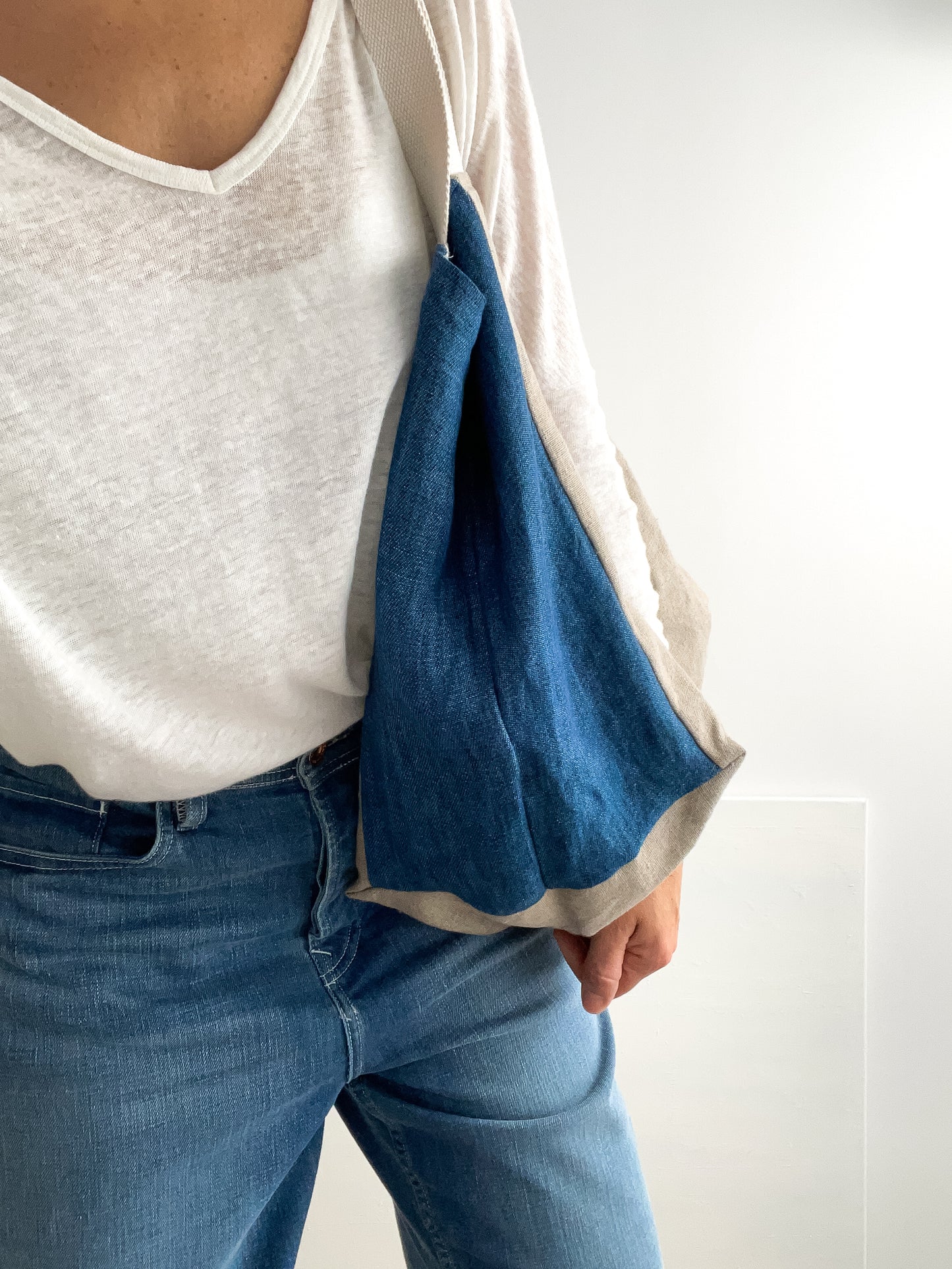 Takai bag: natural + indigo