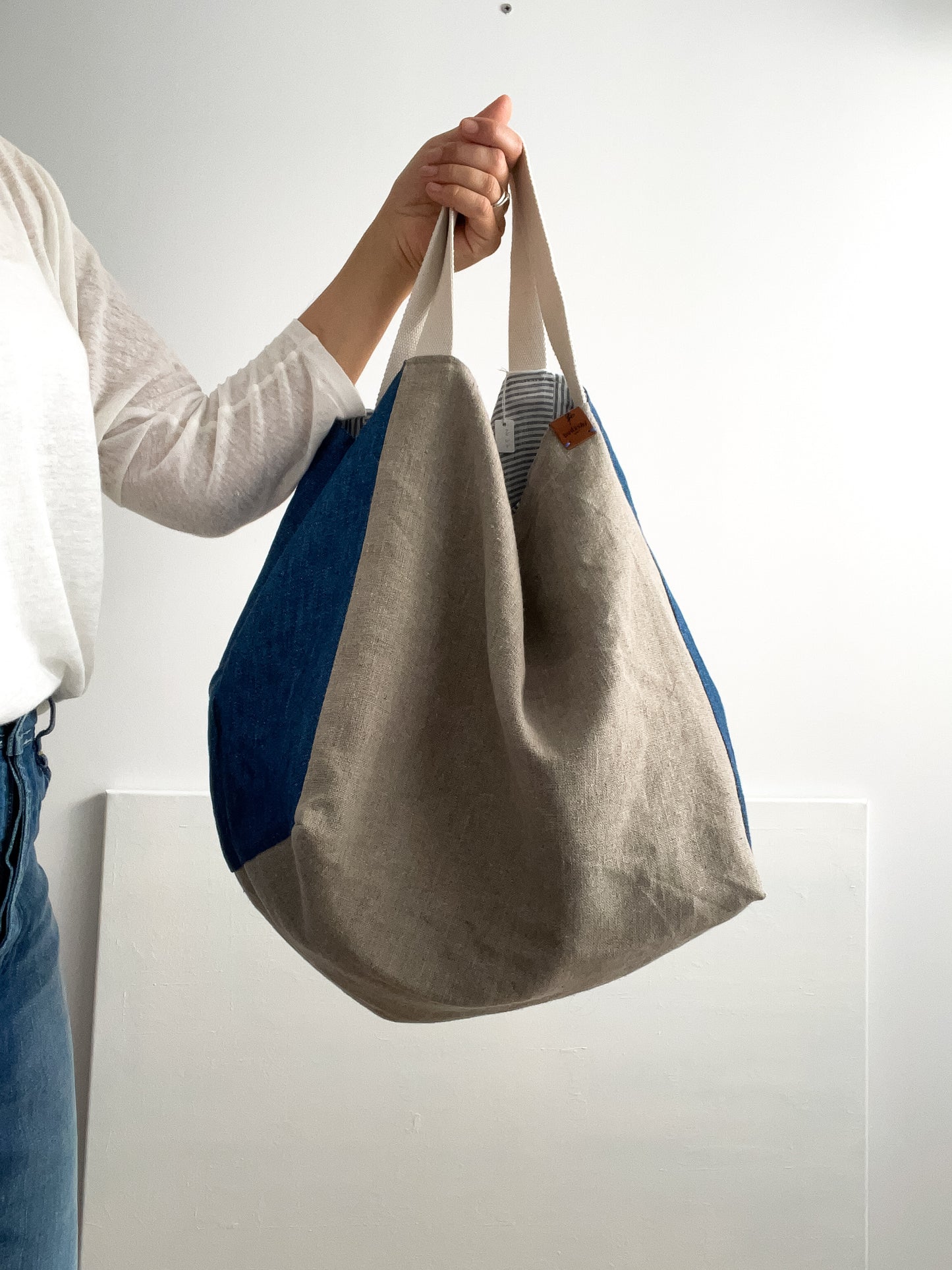 Takai bag: natural + indigo