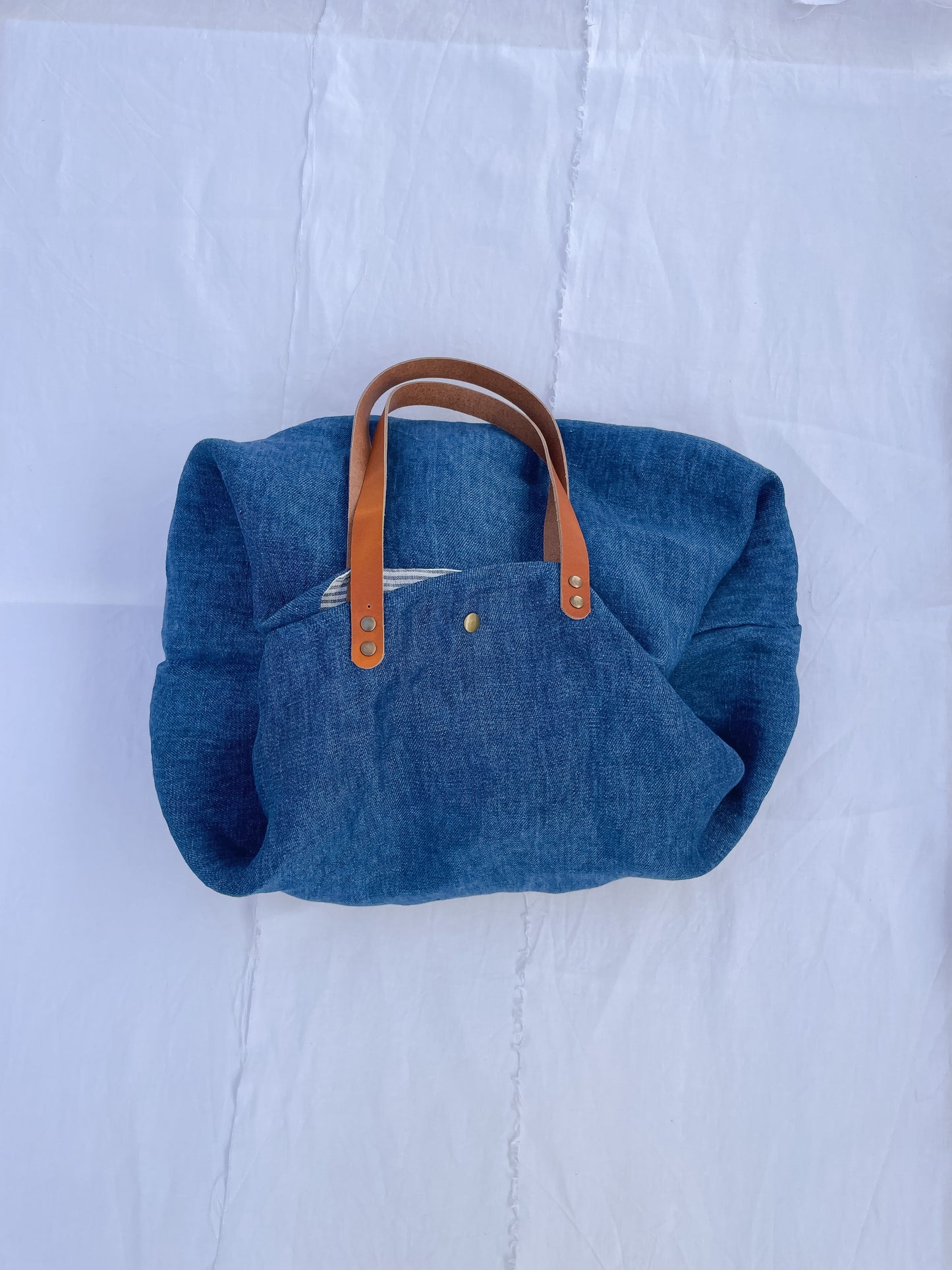 MIDI bag: indigo, leather handles