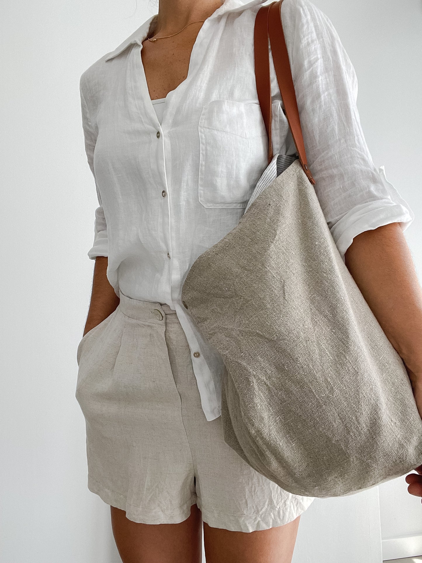 MIDI bag: natural, leather handles