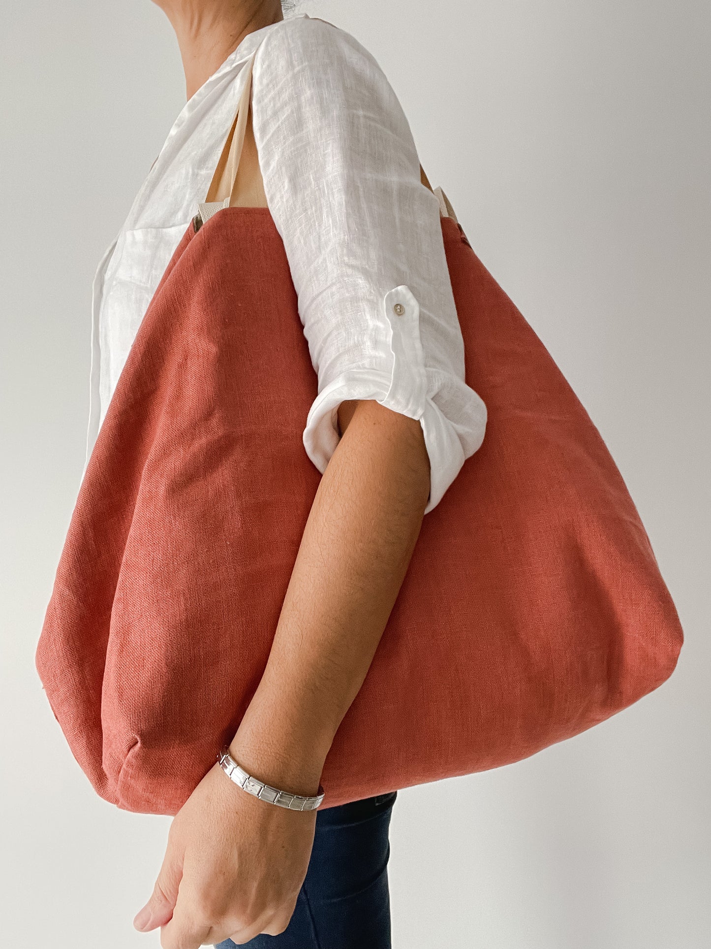 Suede Shoulder Bag Terracotta Brown Leather Shopper Bag 